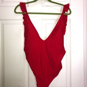 Ruffle strappy back one piece swimsuit